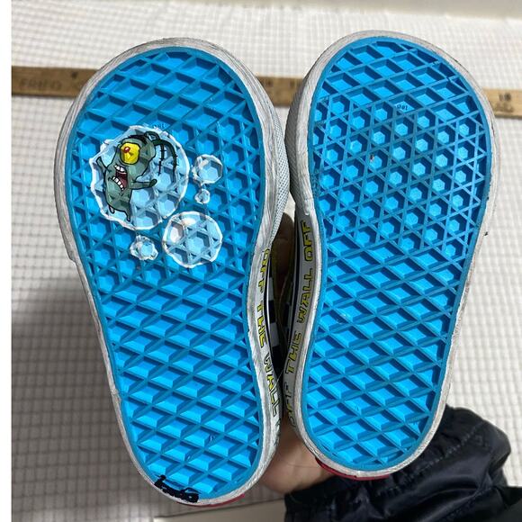 Vans Kids Sneakers Checkerboard Yellow Stripe Blue Sole Size 4 - Picture 5 of 9